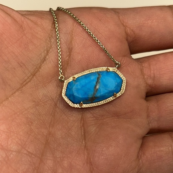 Kendra Scott Delaney Pendant Necklace aqua Howlite" - Picture 6 of 11